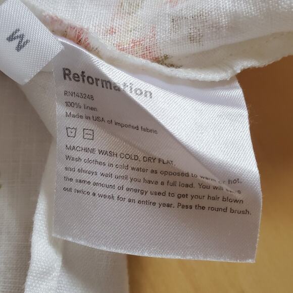 Reformation Marabella Dress Veronica 100% Linen Smocked Midi Cream Size Medium - Picture 12 of 12